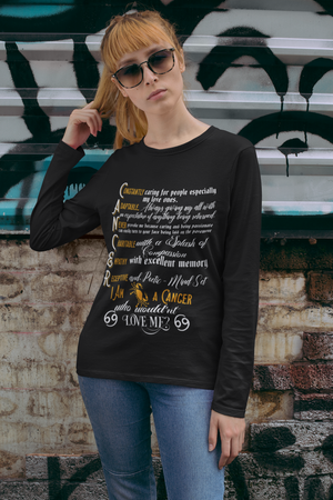 Unisex Cancer Zodiac Sign Black/Navy Long Sleeve Shirt