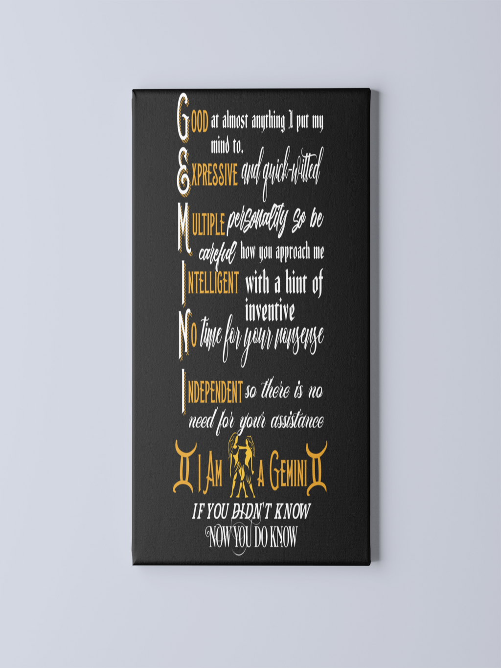 Gemini Canvas Wall Art ( Black Background)