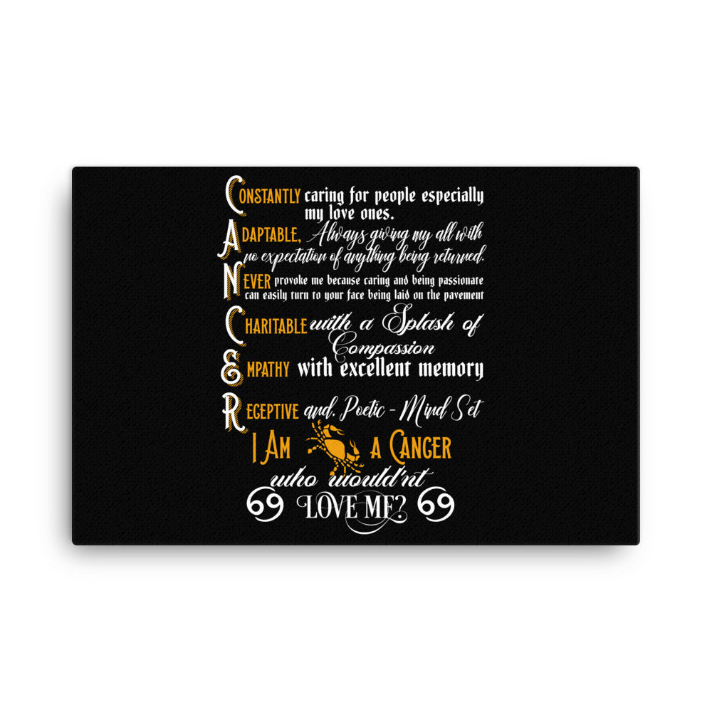 Cancer Zodiac Sign Black Canvas Wall Art