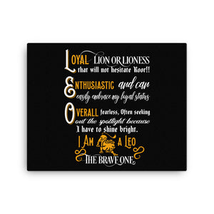 Leo Zodiac Sign Black Canvas Wall Art