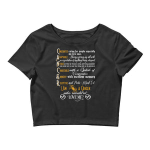 Cancer Zodiac Sign Black Women’s Crop Tee