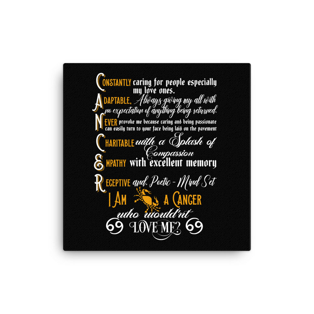 Cancer Zodiac Sign Black Canvas Wall Art