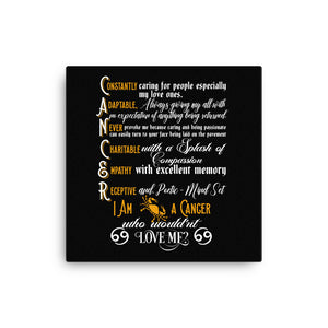 Cancer Zodiac Sign Black Canvas Wall Art