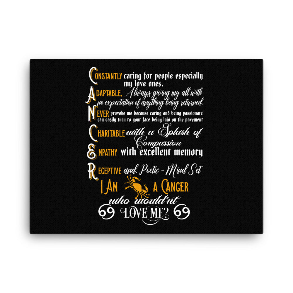 Cancer Zodiac Sign Black Canvas Wall Art