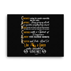 Cancer Zodiac Sign Black Canvas Wall Art