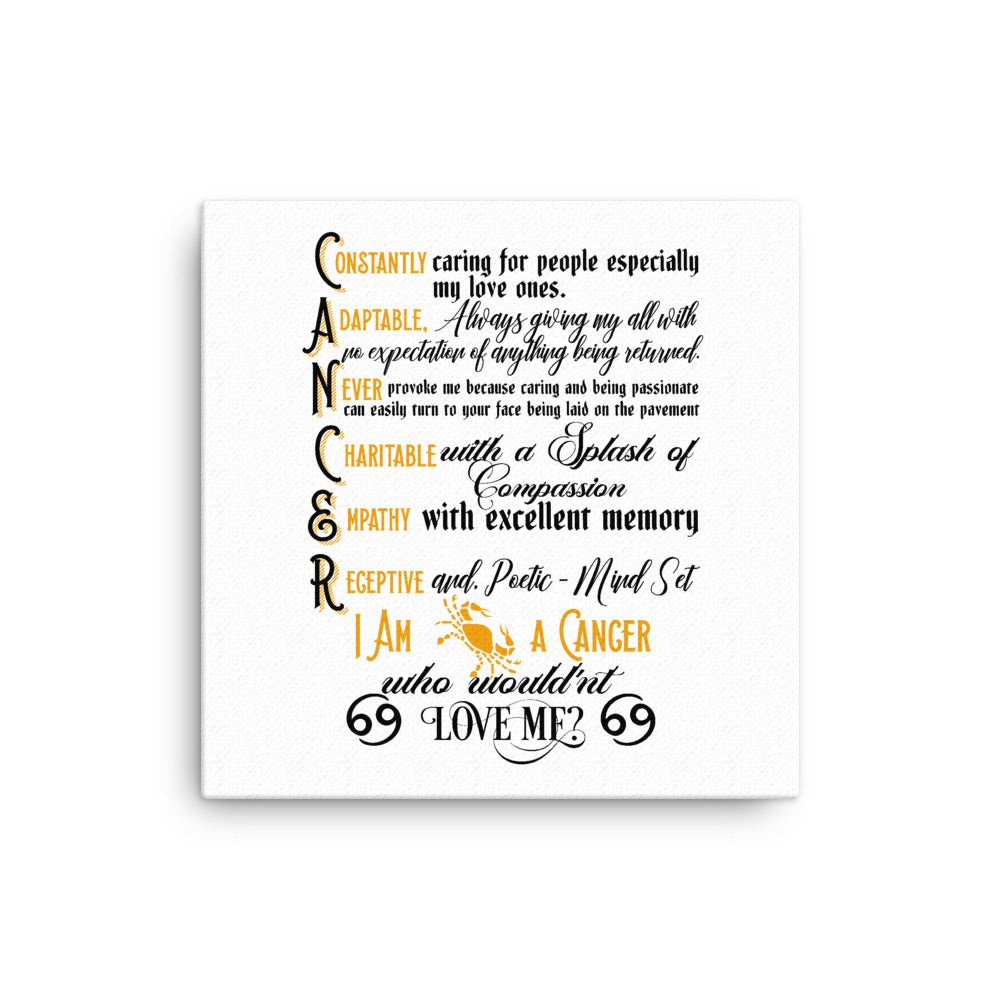 Cancer Zodiac Sign Canvas Wall Art ( White Background)