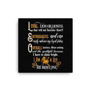 Leo Zodiac Sign Black Canvas Wall Art