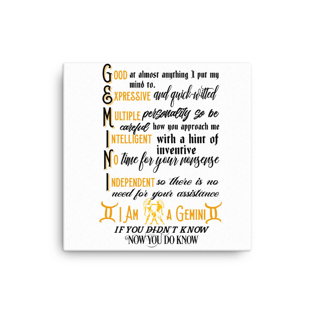 Gemini Zodiac Sign Canvas Wall Art( White Background)