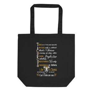 Taurus Zodiac Sign Tote Bag in Black