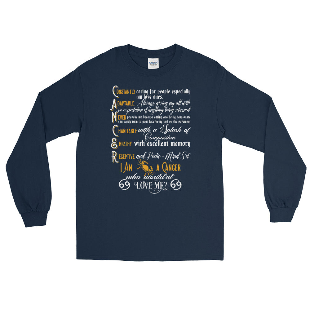 Unisex Cancer Zodiac Sign Black/Navy Long Sleeve Shirt