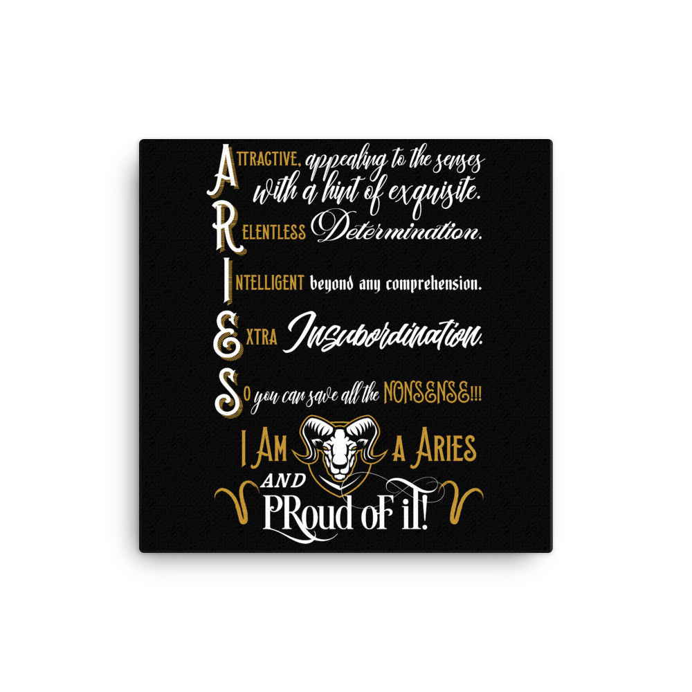 Canvas Aries Wall Art (Black Background)