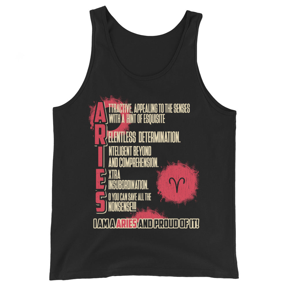 Aries Unisex Tank Top in Black D2