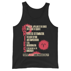 Aries Unisex Tank Top in Black D2