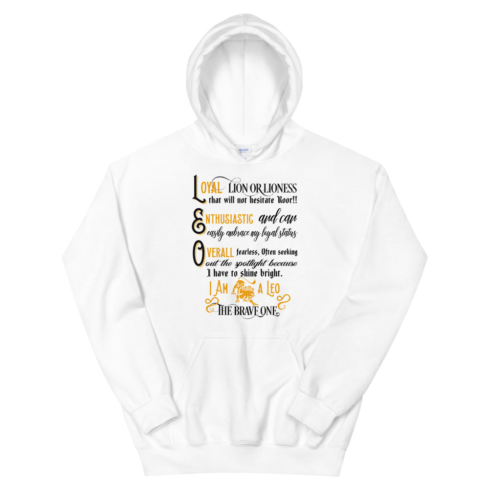 Unisex Leo Zodiac Sign White Hoodie