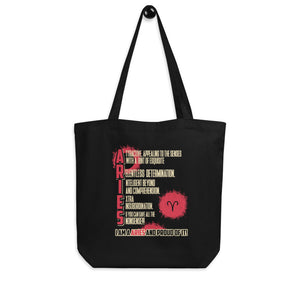 Aries Zodiac Sign Tote Bag in Black D2