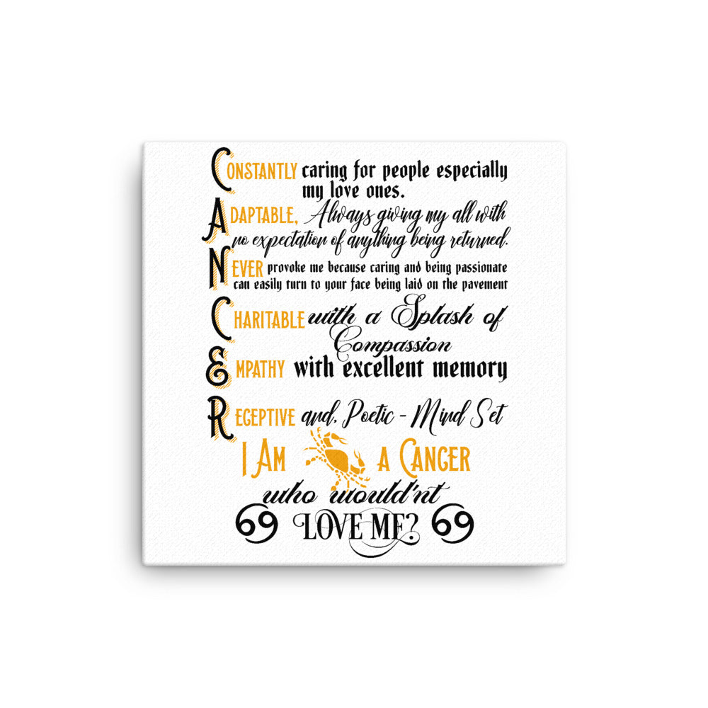 Cancer Zodiac Sign Canvas Wall Art ( White Background)