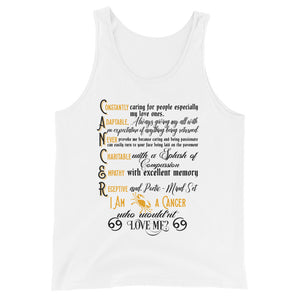 Unisex Cancer Zodiac Sign White Tank Top