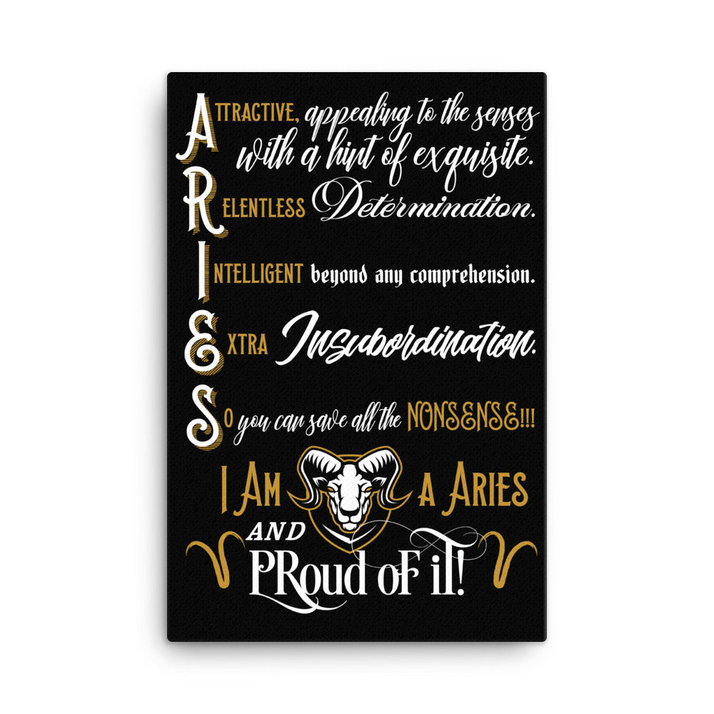 Canvas Aries Wall Art (Black Background)