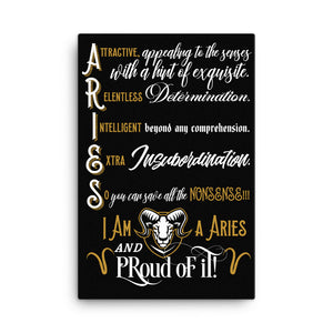 Canvas Aries Wall Art (Black Background)