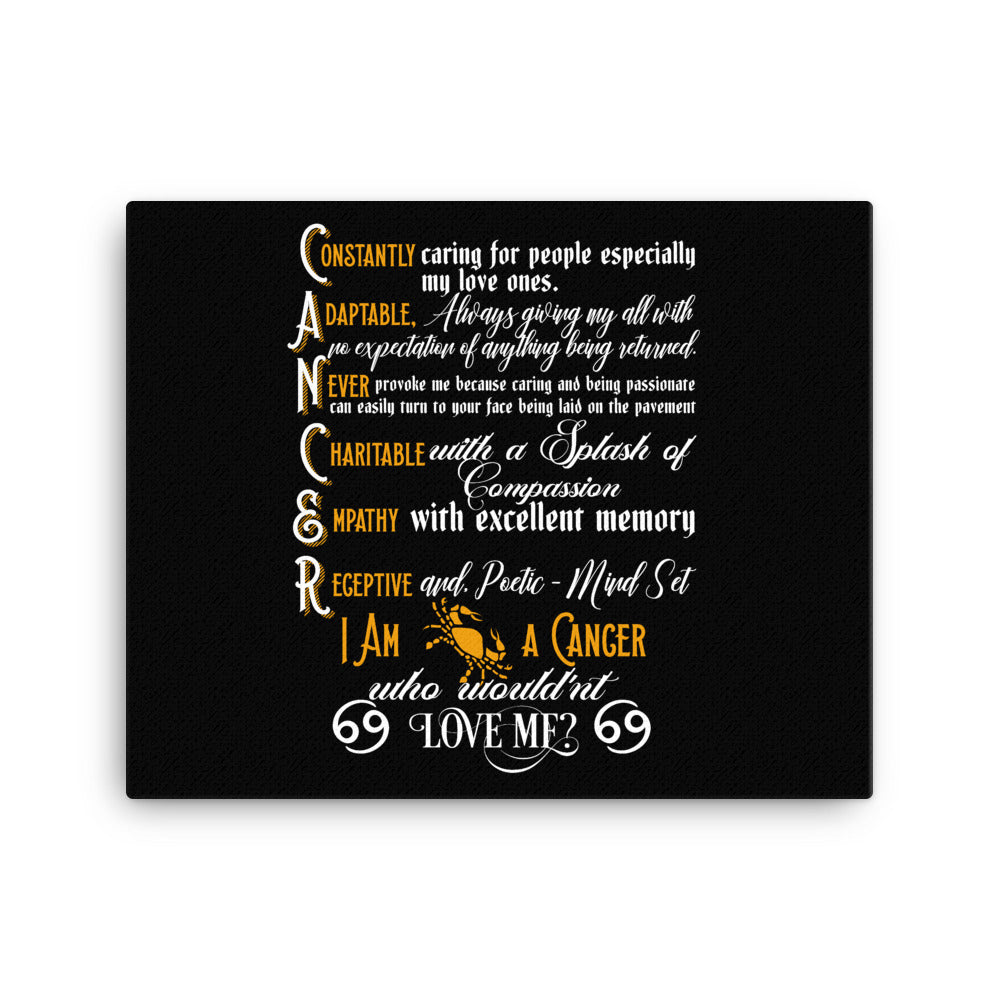 Cancer Zodiac Sign Black Canvas Wall Art