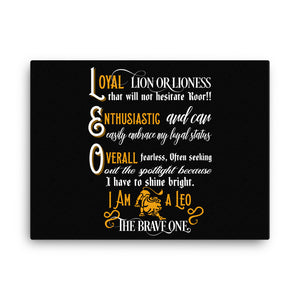 Leo Zodiac Sign Black Canvas Wall Art