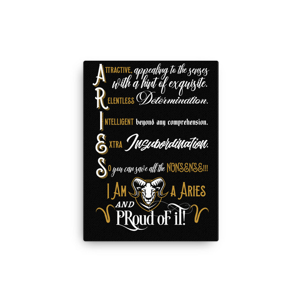 Canvas Aries Wall Art (Black Background)