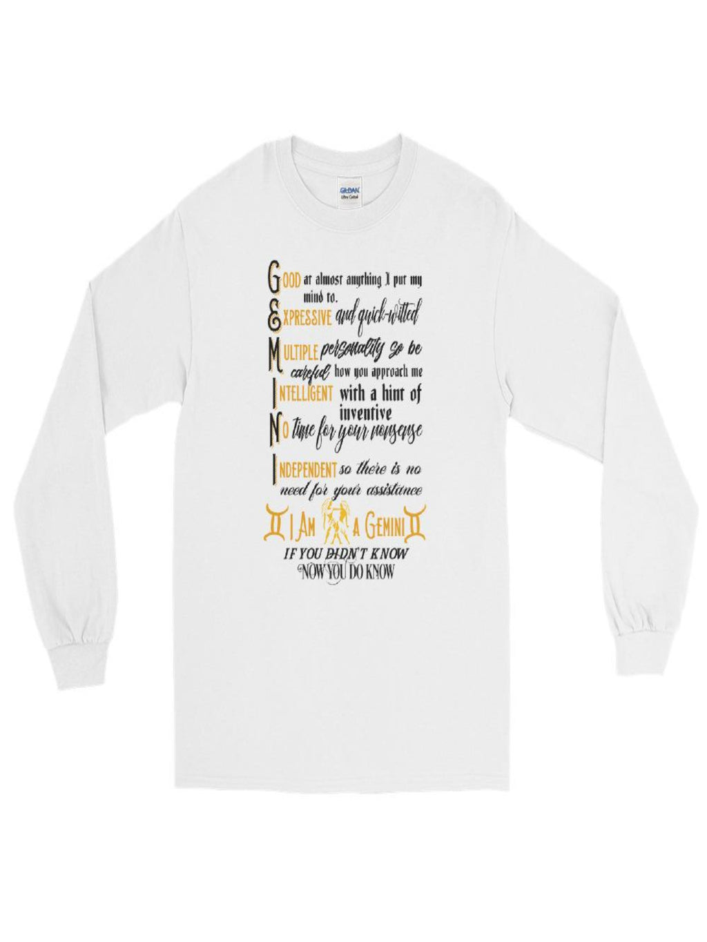 Unisex Gemini Zodiac Sign White Long Sleeve Shirt