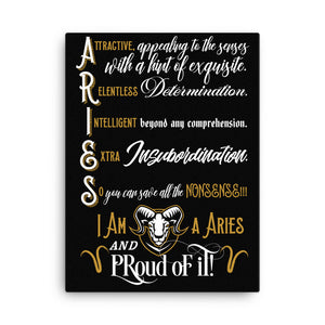 Canvas Aries Wall Art (Black Background)