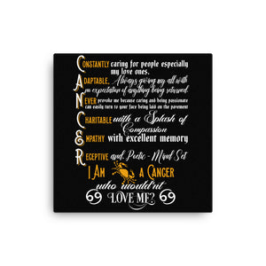 Cancer Zodiac Sign Black Canvas Wall Art