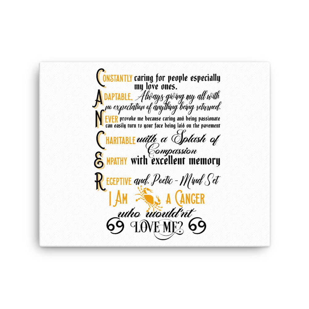 Cancer Zodiac Sign Canvas Wall Art ( White Background)