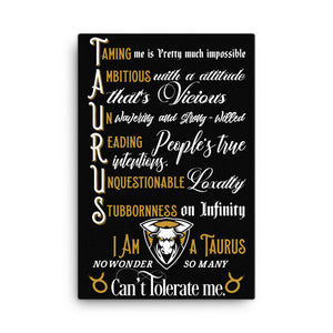 Canvas Taurus Wall Art (Black Background)