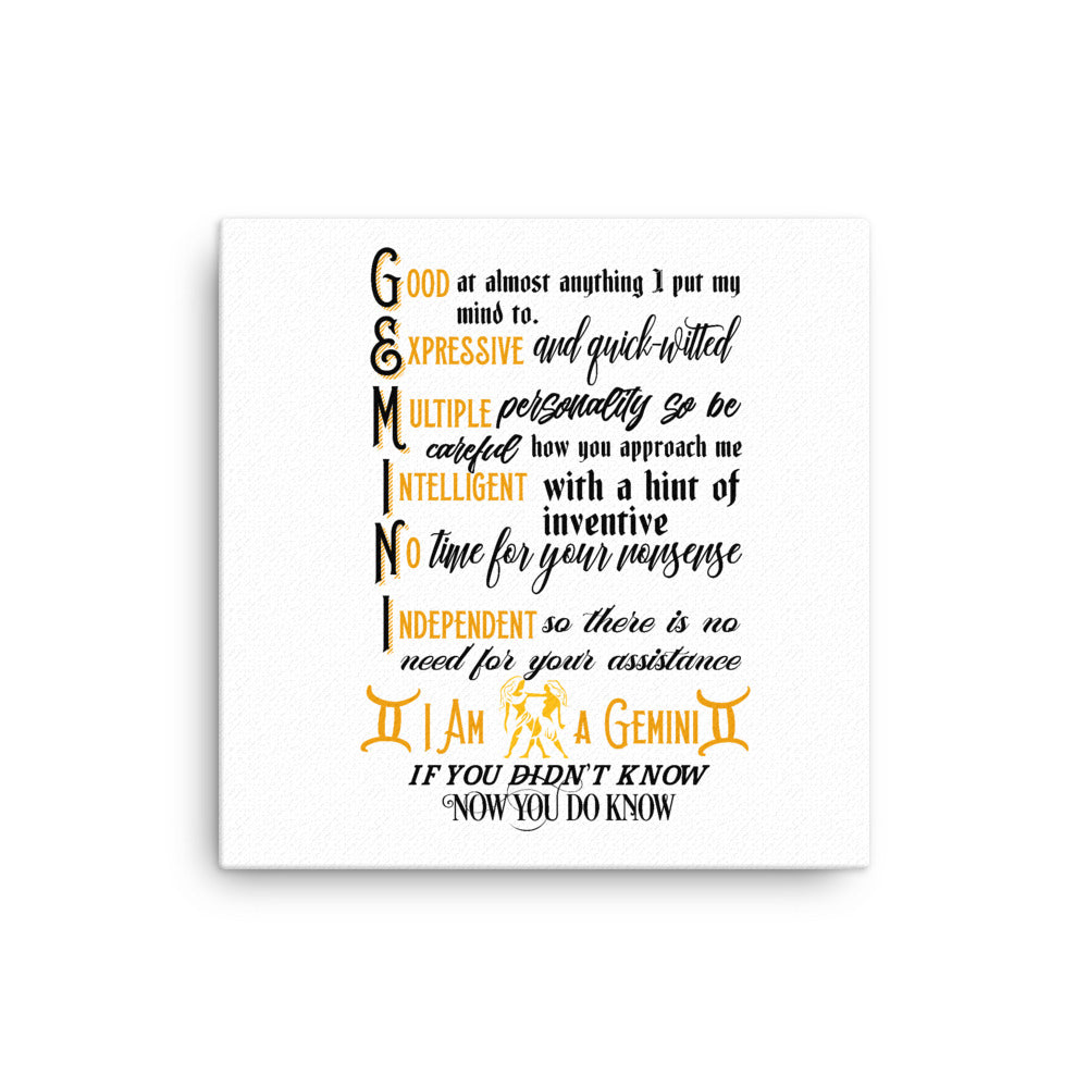 Gemini Zodiac Sign Canvas Wall Art( White Background)