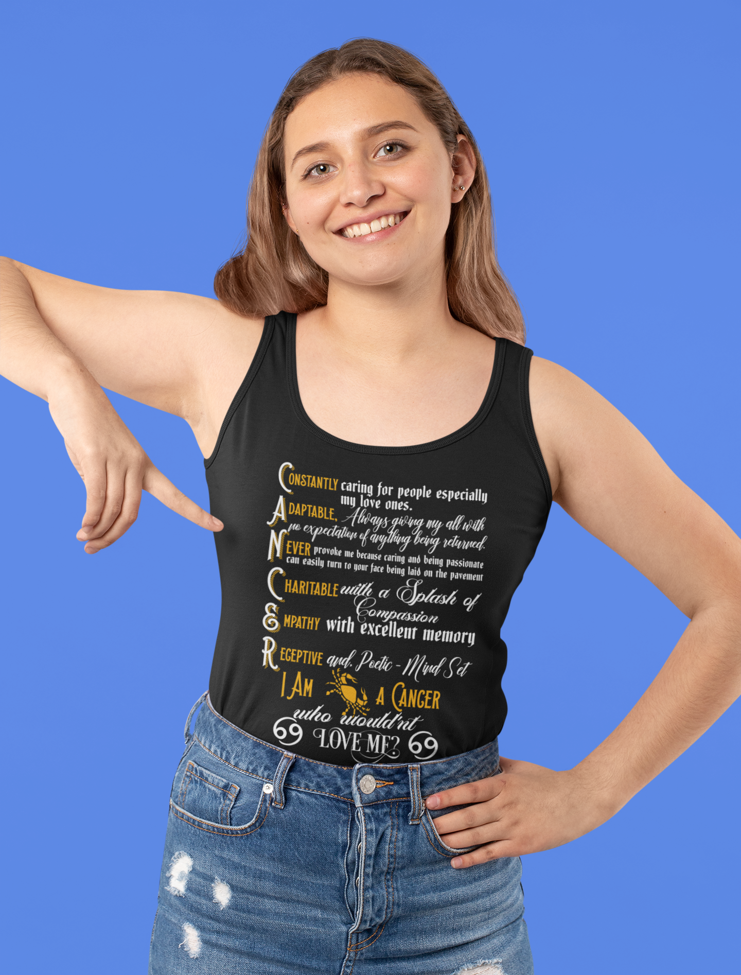 Unisex Cancer Zodiac Sign Black Tank Top