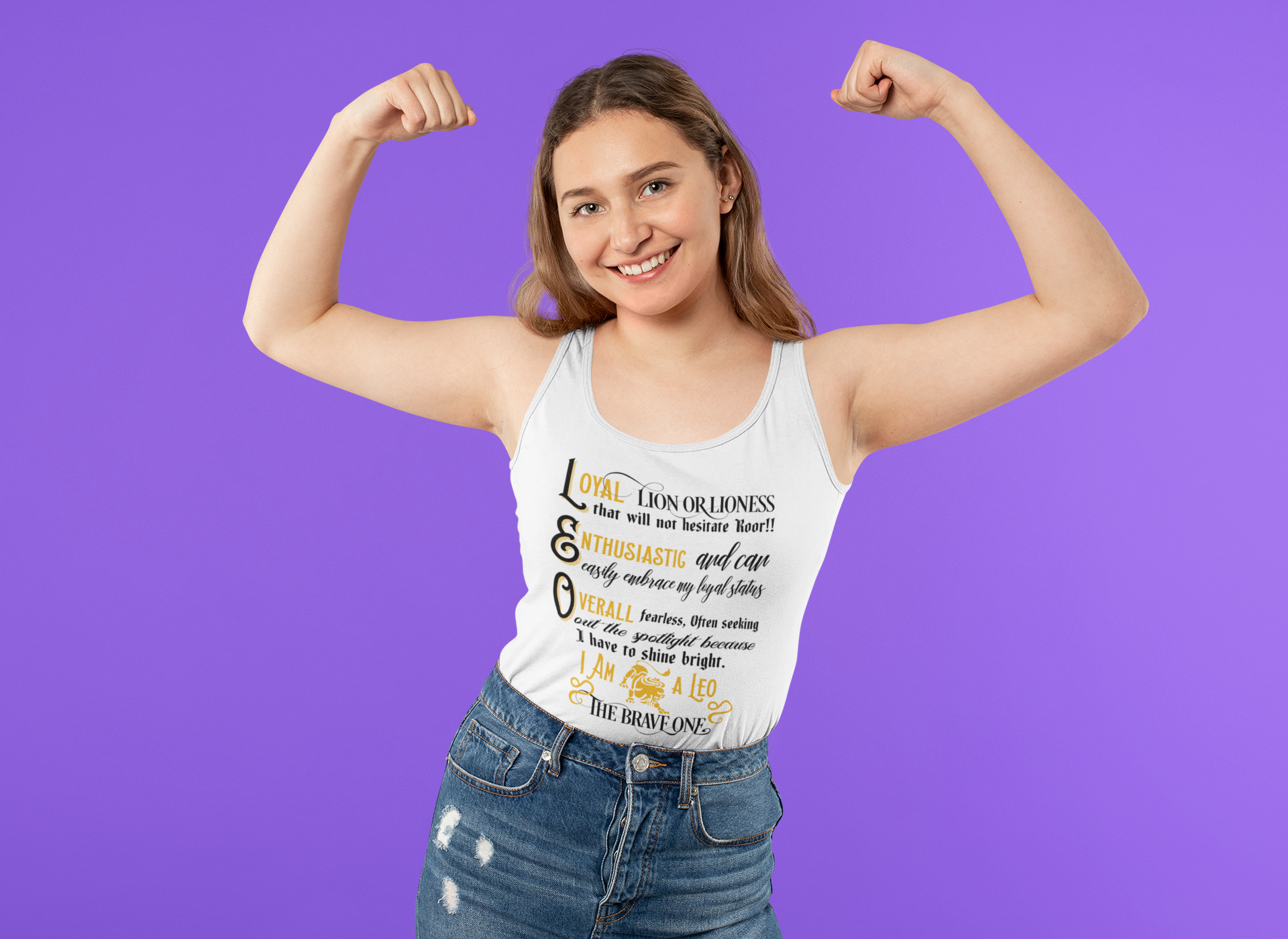 Unisex Leo Zodiac Sign White Tank Top