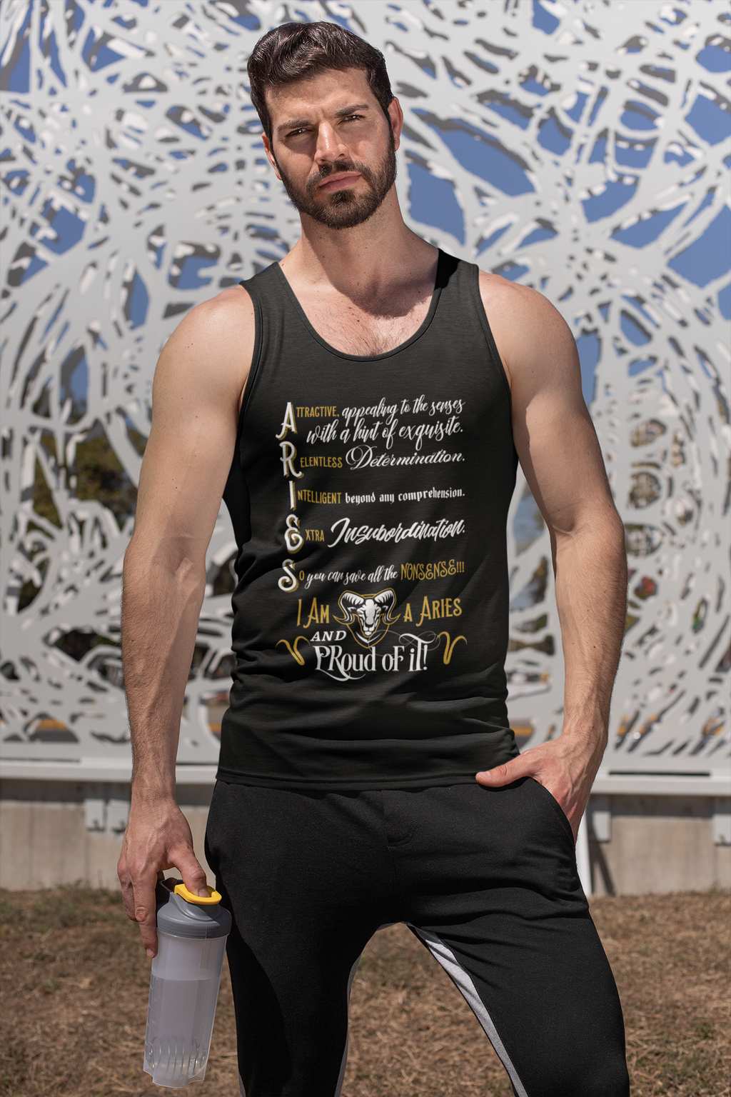 Aries Unisex Tank Top in Black