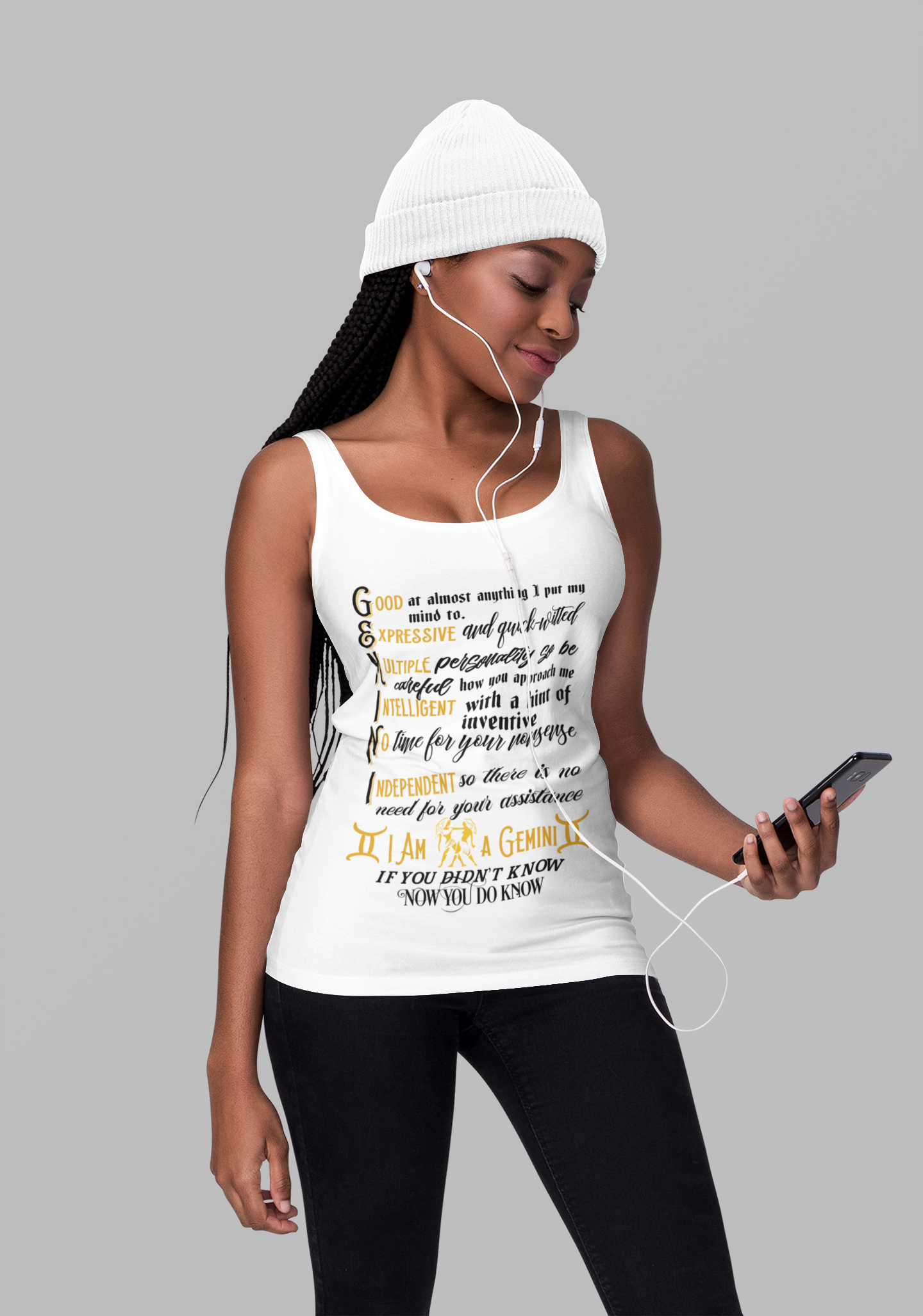 Unisex Gemini Zodiac Sign White Tank Top